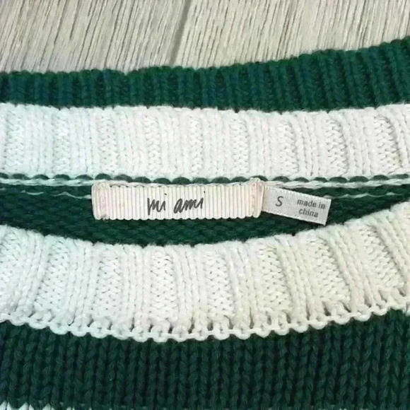 Mi Ami Red Green & White Striped Pullover Sweater Size S - Picture 5 of 8